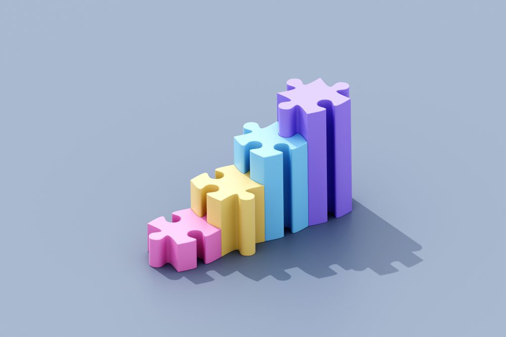 Puzzle pieces that are growing in size